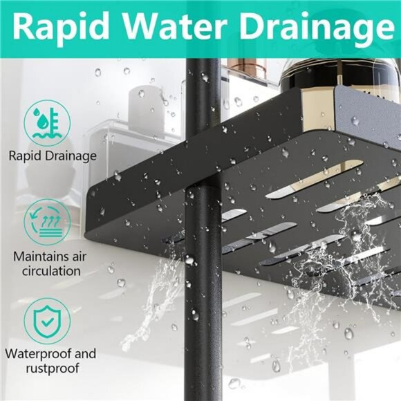 3 Tier Corner Shower Caddy Standing Bathroom Organizer Shelf Rack for Shampoo - Picture 4 of 7